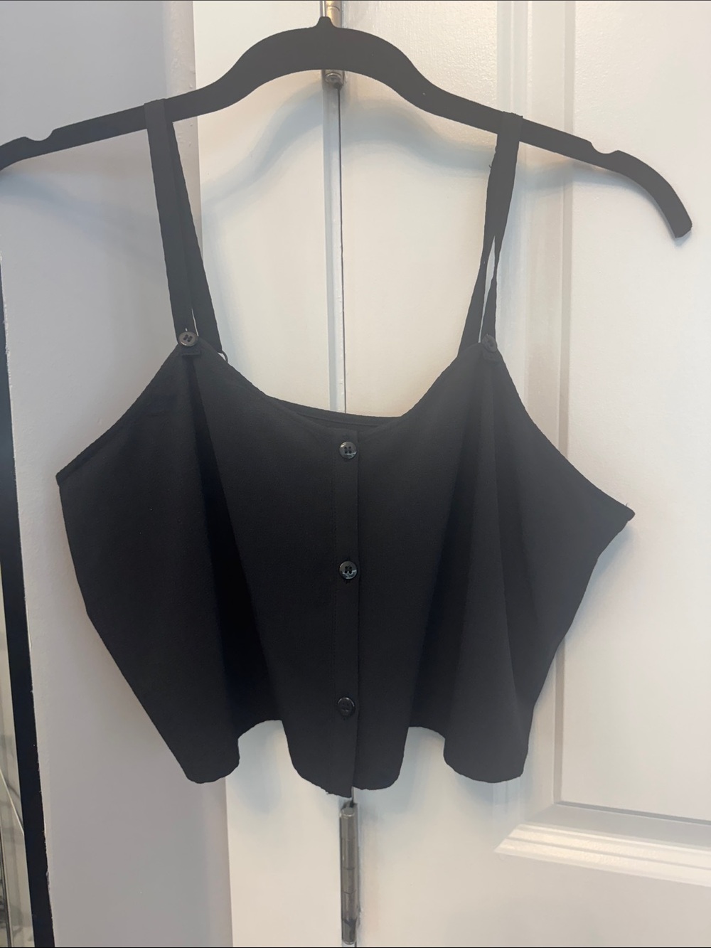 ALO Yoga Black Button-Front Cropped Camisole